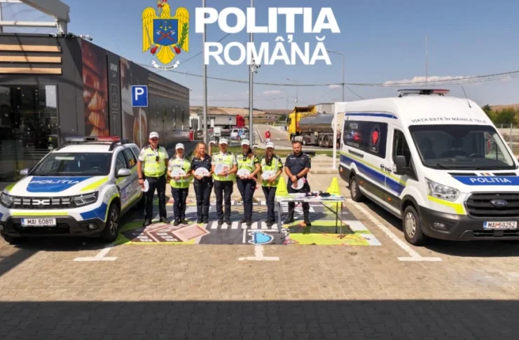 Campania „O vară în siguranță”. Polițiștii au ieșit pe A1 pentru a preveni accidentele din cauza oboselii și a telefonului la volan!