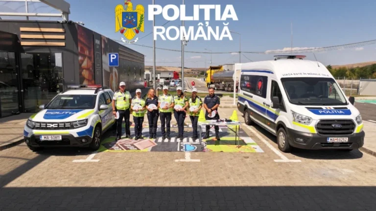 Campania „O vară în siguranță”. Polițiștii au ieșit pe A1 pentru a preveni accidentele din cauza oboselii și a telefonului la volan!