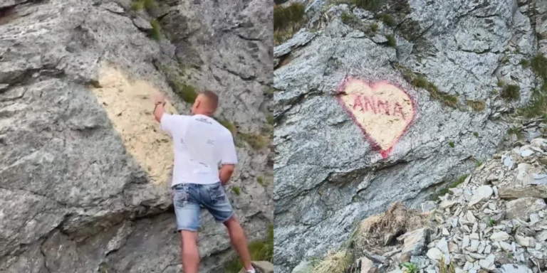Gest de „iubire” sau vandalism? Inima pentru „Anna” de pe Transfăgărășan a intrat în atenția autorităților!