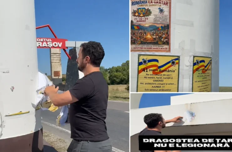 Simboluri atribuite Mișcării 41, șterse de pe monumentul de la granița Sibiu–Brașov. „Dragostea de țară nu e legionară”